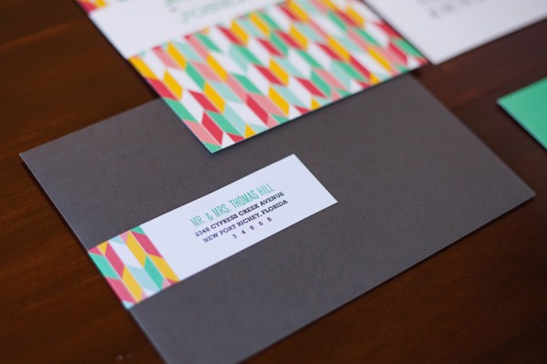 Colorful Arrows + Hearts Wedding Invitations by Renee Nicole Design via Oh So Beautiful Paper (6)