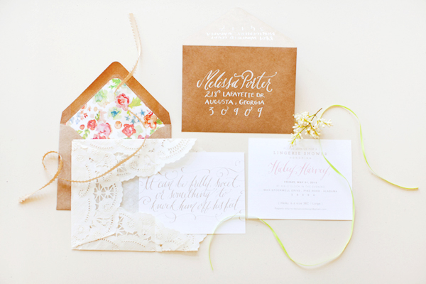 Lace Bridal Shower Invitations by Kara Anne Design via Oh So Beautiful Paper (9)