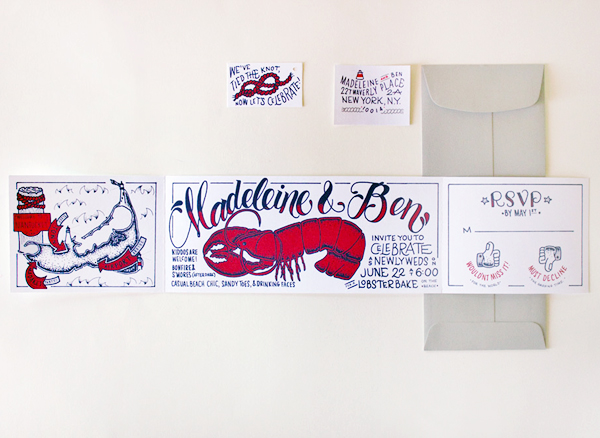 Lobster Bake Post-Wedding Party Invitations by Faye & Co. via Oh So Beautiful Paper (5)