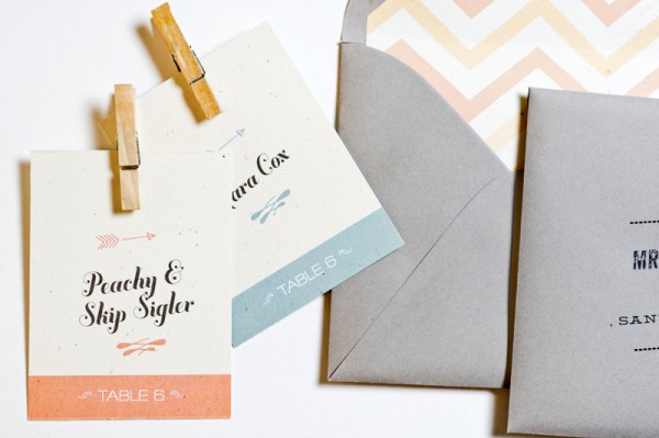Silhouette and Chevron Stripe Wedding Invitations by Lilly and Louise via Oh So Beautiful Paper (8)