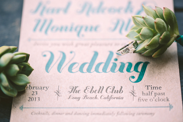 Teal + Chipboard Chevron Stripe Letterpress Wedding Invitations by Metal Doily Press via Oh So Beautiful Paper (7)