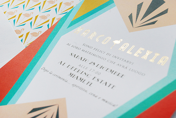 Colorful Miami Art Deco Wedding Invitations by Umama via Oh So Beautiful Paper (3)