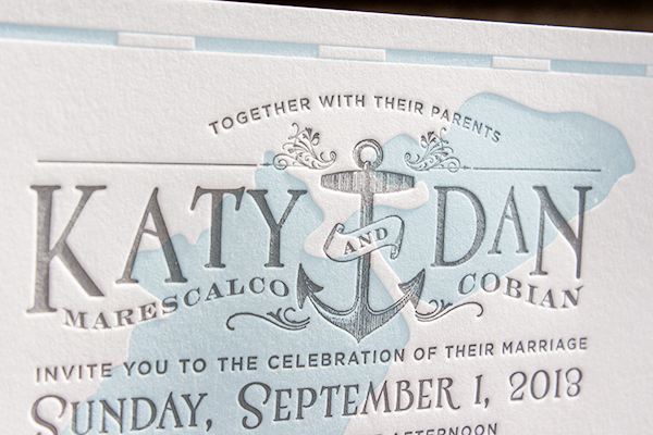Lakeside Wisconsin Letterpress Wedding Invitations by Lucky Luxe Couture Correspondence via Oh So Beautiful Paper (4)