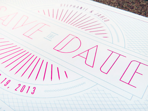 Modern Art Deco Foil Stamped Save the Dates by TENNINETEEN via Oh So Beautiful Paper (2)