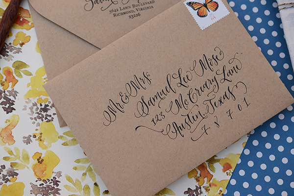 DIY Tutorial: Rubber Stamp Butterfly Handkerchief Wedding Invitations by Antiquaria for Oh So Beautiful Paper