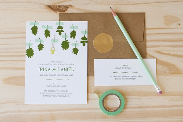 Layered Foliage Baby Shower Invitations by Anastasia Marie via Oh So Beautiful Paper (6)
