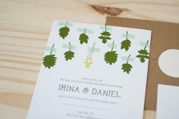 Layered Foliage Baby Shower Invitations by Anastasia Marie via Oh So Beautiful Paper (5)