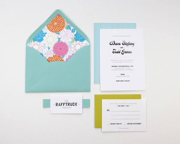 Bold and Modern Wedding Invitations by Rafftruck Designs via Oh So Beautiful Paper (2)