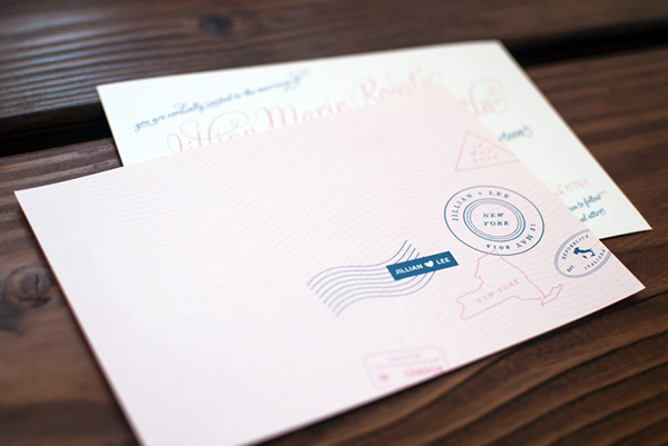 Travel-Inspired Airmail Wedding Invitations by Heritage + Joy via Oh So Beautiful Paper (2)