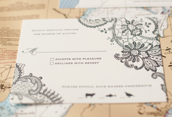 Travel-Inspired Letterpress Wedding Invitations by Sarah Drake via Oh So Beautiful Paper (8)