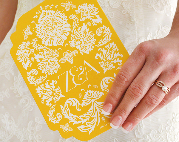 Modern Yellow + Black Wedding Invitations by Lush Prints via Oh So Beautiful Paper (6)