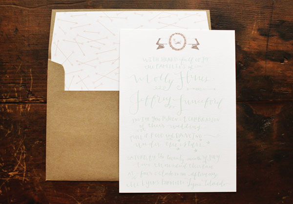 Rustic Calligraphy Wedding Invitations by la Happy via Oh So Beautiful Paper