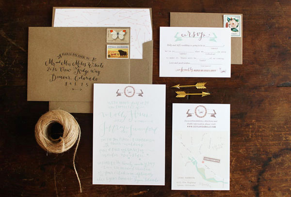 Rustic Calligraphy Wedding Invitations by la Happy via Oh So Beautiful Paper