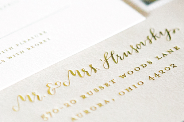 Gold Foil, Calligraphy, and Letterpress Wedding Invitations by Lauren Chism Fine Papers via Oh So Beautiful Paper (5)