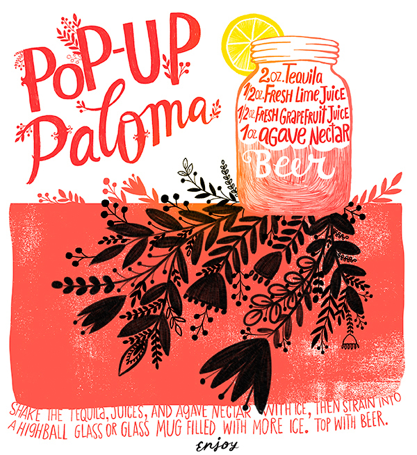 Cocktail Recipe Card: Pop Up Paloma by Dinara Mirtalipova for Oh So Beautiful Paper