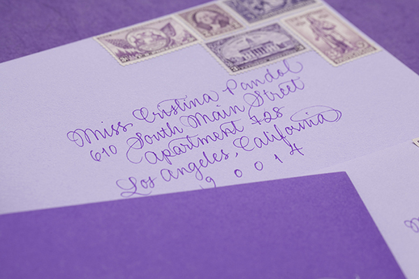 Purple Ombre Letterpress Wedding Invitations by Cristina Pandol via Oh So Beautiful Paper