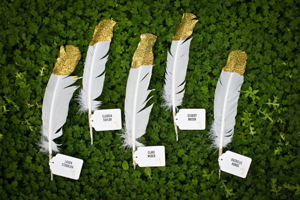 Feather Wedding Escort Cards Swell and Grand Kaysha Weiner Photographer