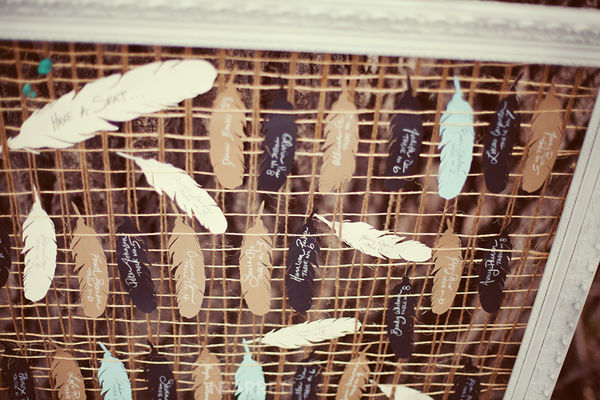 Feather Wedding Place Cards Southern Fried Paper NBarrett Photography