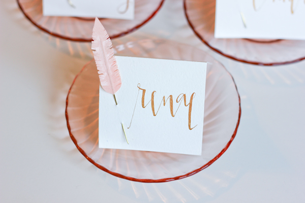 Washi Tape Feather Calligraphed Place Cards A Fabulous Fete