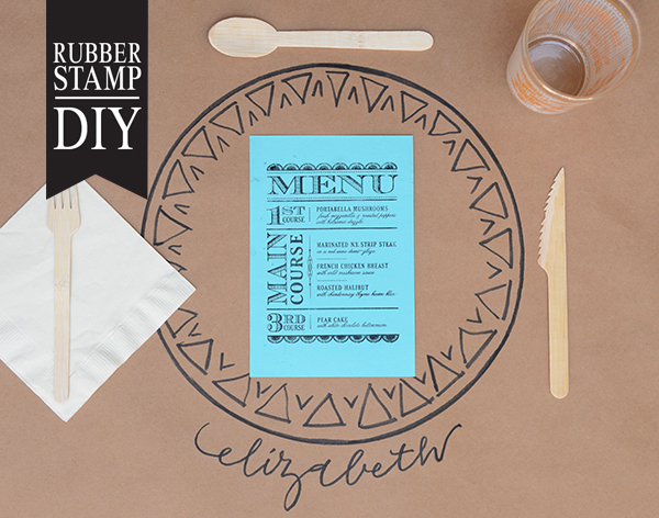 DIY Tutorial: Rubber Stamp Dinner Party Placemat by Antiquaria via Oh So Beautiful Paper