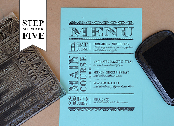 DIY Tutorial: Rubber Stamp Dinner Party Placemat by Antiquaria via Oh So Beautiful Paper