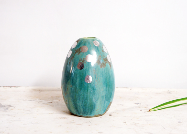 The-Object-Enthusiast-Green-Silver-Polka-Dot-Vase