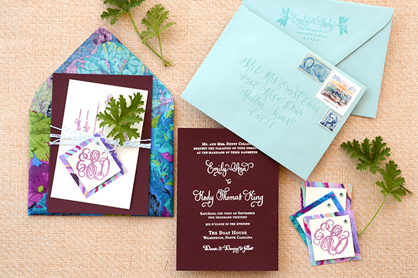 DIY Tutorial: Tropical Invitation Suite + Fabric Envelope by Antiquaria for Oh So Beautiful Paper