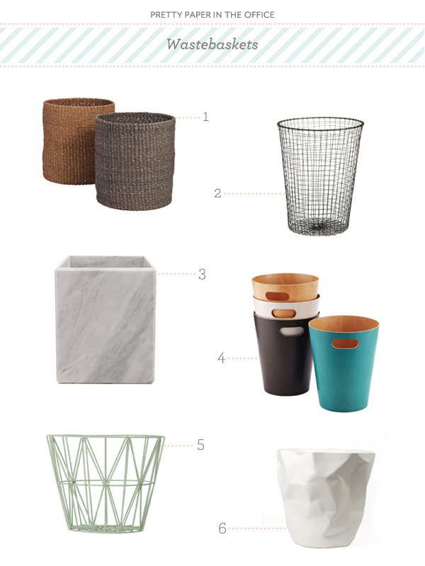 Pretty Paper in the Office: Wastebasket Round Up via Oh So Beautiful Paper