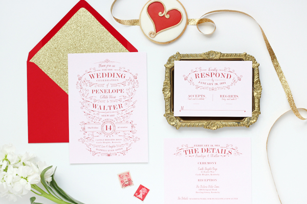 Red-Pink-Gold-Glitter-Wedding-Invitations-Megan-Wright-Design-Co