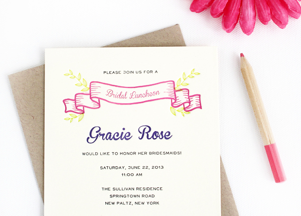 Gracie's Colorful Bridal Luncheon Invitations