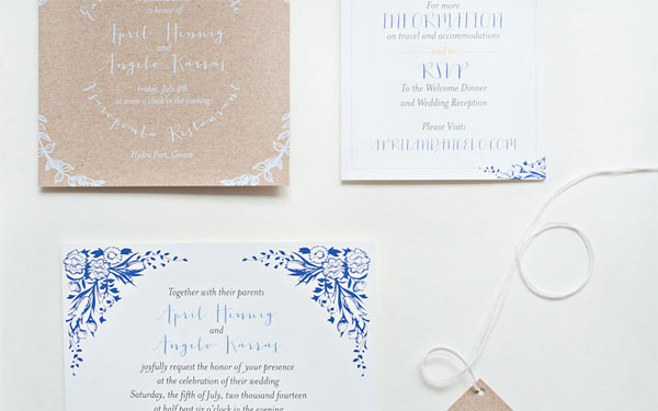 Blue-Floral-Kraft-Paper-Wedding-Invitations-Suite-Paperie