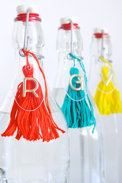 DIY Party Ideas: Acrylic Spirit Bottle Tags via Oh So Beautiful Paper