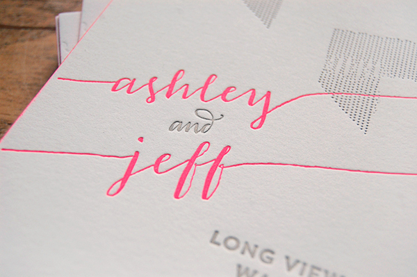 Ashley Jeff S Modern Chic Neon Pink Wedding Invitations