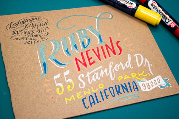 Envelope Address and Hand Lettering Tutorial by Ladyfingers Letterpress for Oh So Beautiful Paper