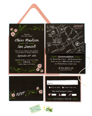 black blush floral wedding invitations alisabobzien.com