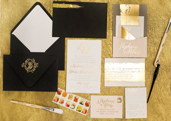 Painterly-Gold-Foil-Wedding-Invitations