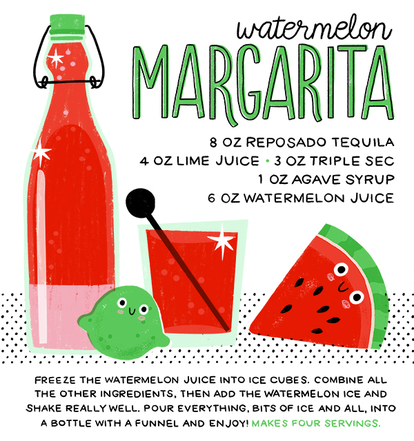 Watermelon Margarita Recipe Card by Hooray Today for Oh So Beautiful Paper