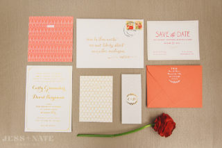 coral gold gray wedding invitations custom deco