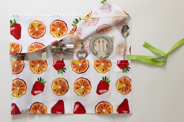 DIY Tutorial: Fabric Bar Tool Roll Up Pouch via Oh So Beautiful Paper