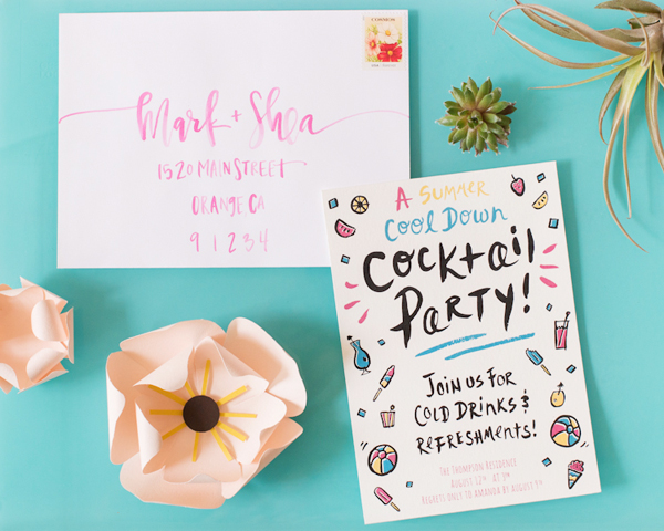 Summer Frozen Cocktail Party Inspiration by Oh So Beautiful Paper / Photo by Sweet Root Village / Invitations by The Paper Cub / Calligraphy by A Fabulous Fete