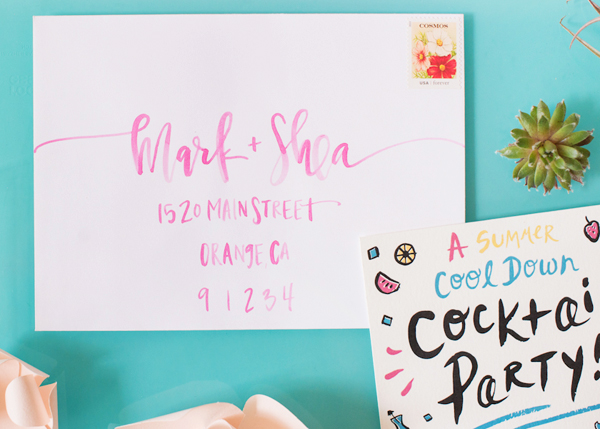 Summer Frozen Cocktail Party Inspiration by Oh So Beautiful Paper / Photo by Sweet Root Village / Calligraphy by A Fabulous Fete
