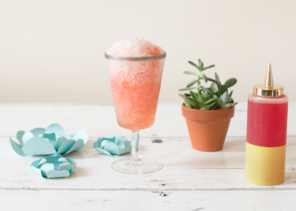 Build Your Own St-Germain Margarita Snow Cones Cocktail Recipe by Oh So Beautiful Paper / Photo by Sweet Root Village