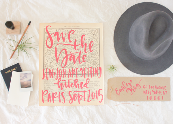 DIY Vintage Map Save the Dates by A Fabulous Fete for Oh So Beautiful Paper