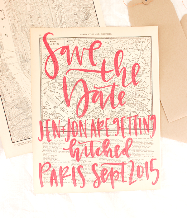 DIY Vintage Map Save the Dates by A Fabulous Fete for Oh So Beautiful Paper