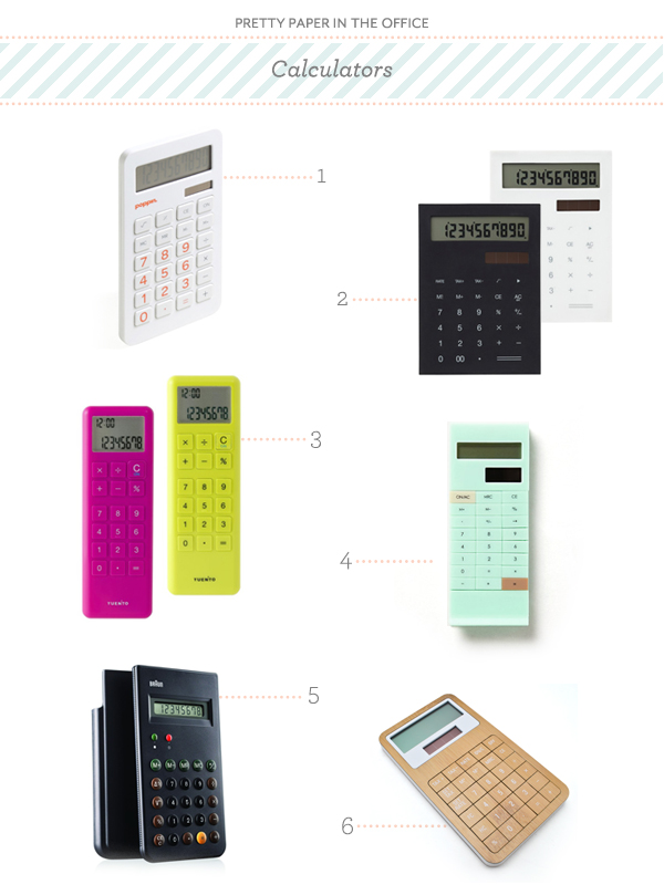 Pretty Paper in the Office: Well Designed Calculator Round Up by Oh So Beautiful Paper