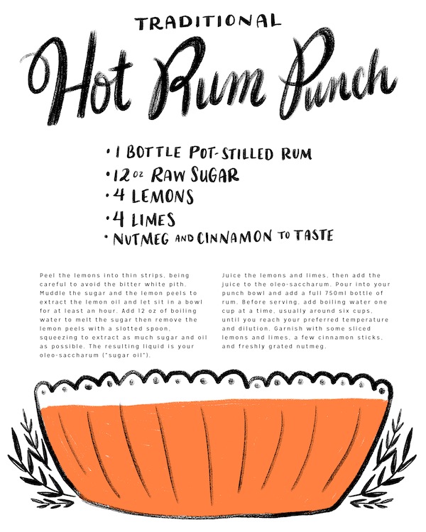 Traditional Hot Rum Punch Recipe Card