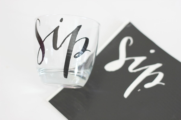 DIY Tutorial: Custom Duck Tape Calligraphy Cocktail Glasses by A Fabulous Fete for Oh So Beautiful Paper