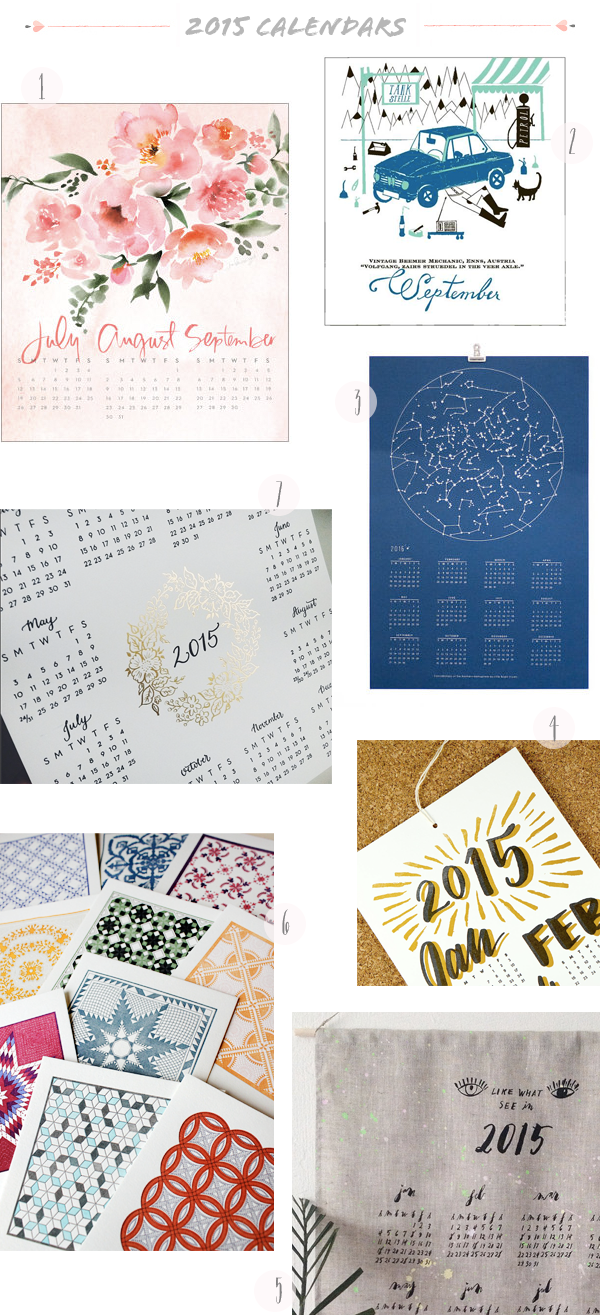 2015 Calendars via Oh So Beautiful Paper