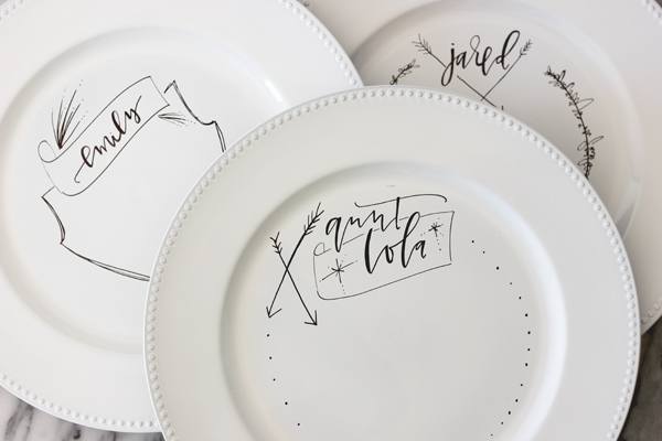 DIY Hand Lettered Charger Plate Tutorial by A Fabulous Fete for Oh So Beautiful Paper