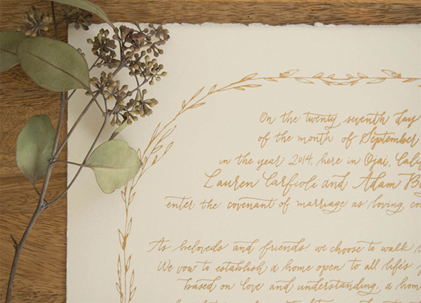 Rustic Hand Lettered Wedding Ketubah by Bright Room Studio / Oh So Beautiful Paper